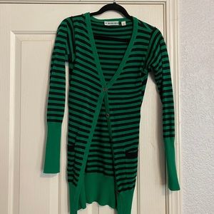 Urban Outfitters Navy & Green Striped Cardigan